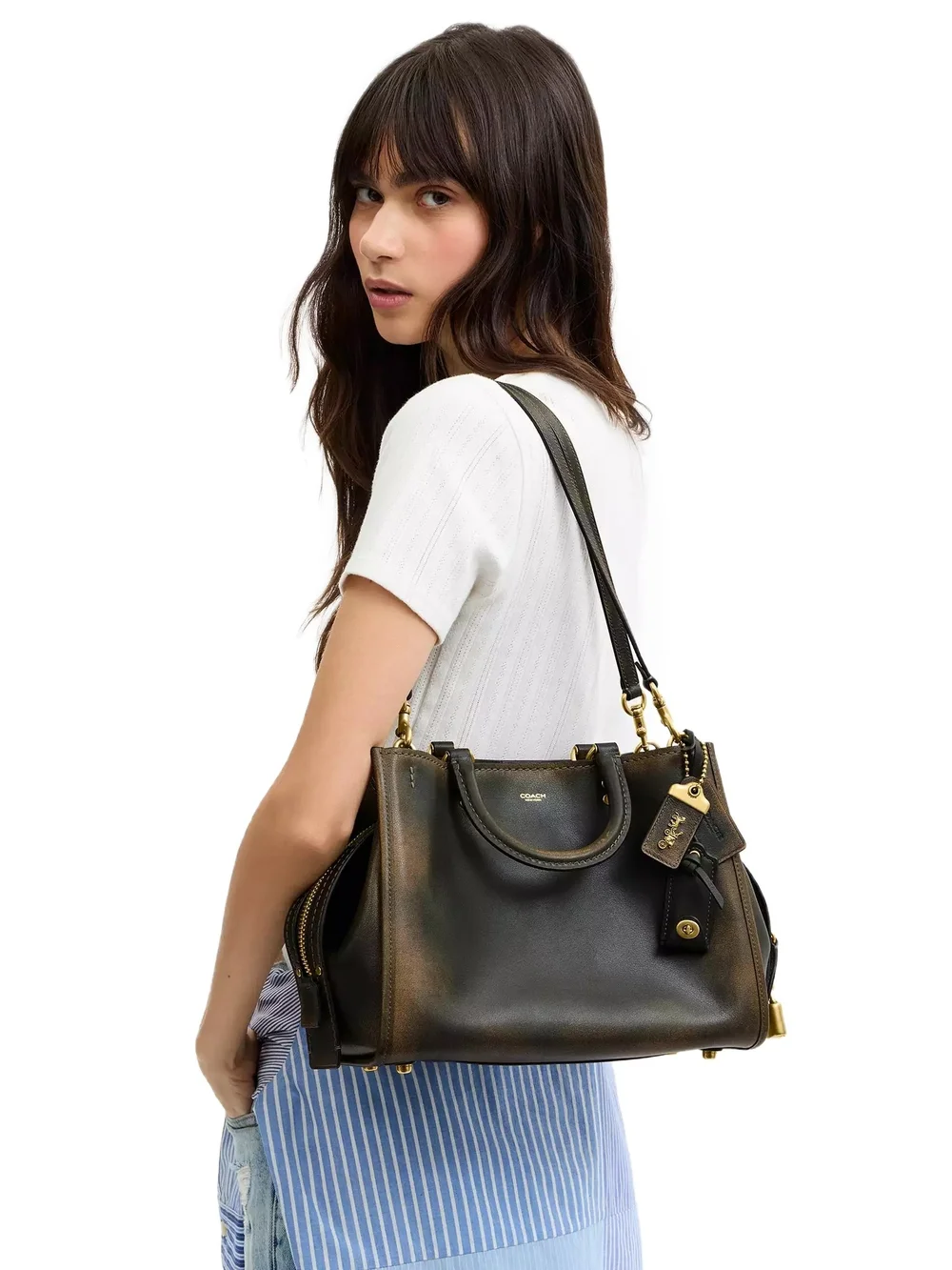 COACH Rogue Bag 31 In Green Loved Leather